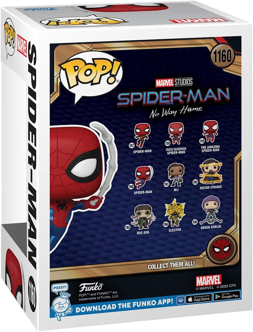 Parte trasera de una caja Funko Pop! con figuras de Spider-Man.
