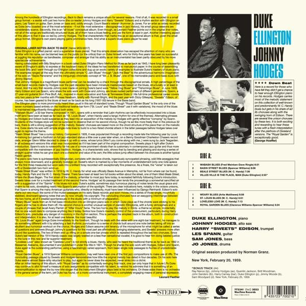 Back (Vinyl) - To - Back-The Duke Ellington Album (Ltd.180g Complete Vinyl