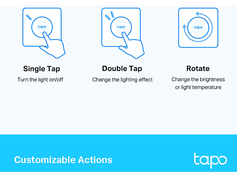 TP-LINK Tapo S200D Uzaktan Kontrol Edilebilen Akıllı Işık Düğmesi Beyaz_2