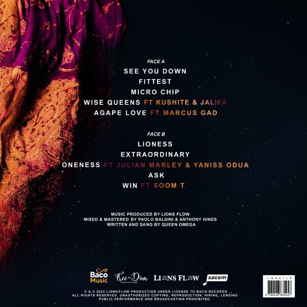 Album-Rückseite mit Songtiteln und Labelinformationen.