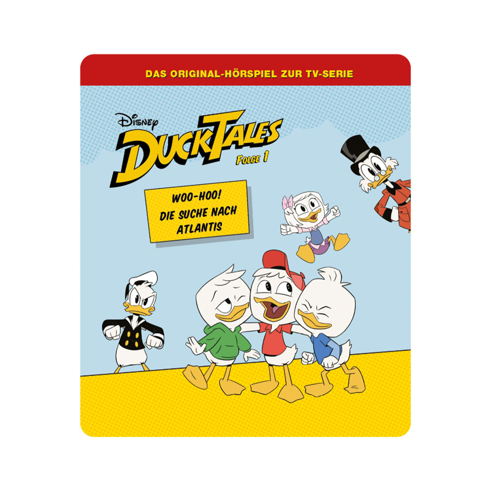 DuckTales Zeichentrick-DVD-Hülle. Charaktere der Serie auf blauem Hintergrund mit Text.