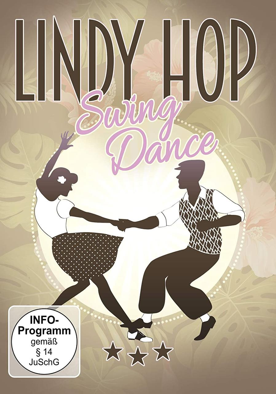 DVD-Cover: 'Lindy Hop Swing Dance' mit tanzenden Figuren.