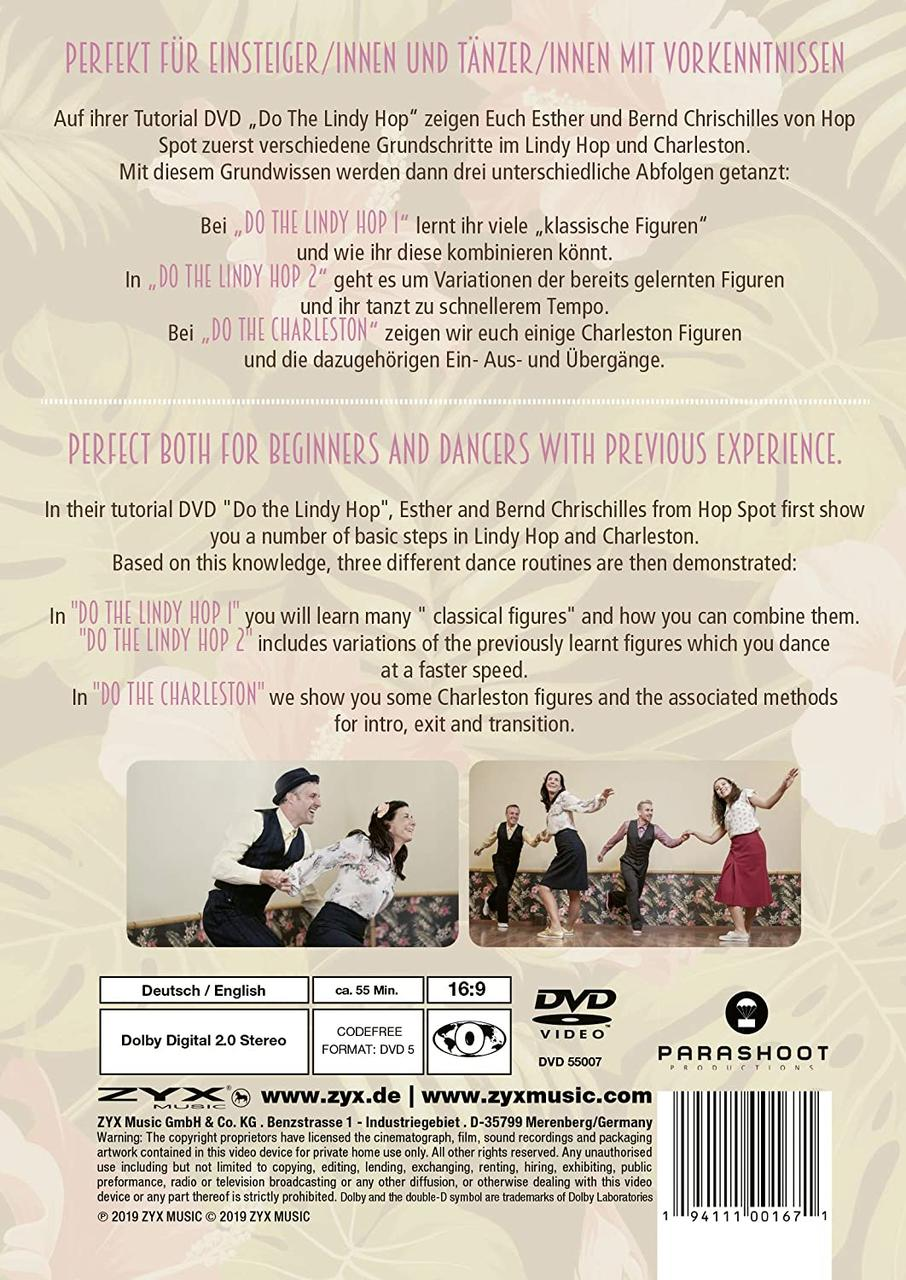 Rückseite der DVD-Hülle mit Tanzanleitungstext.