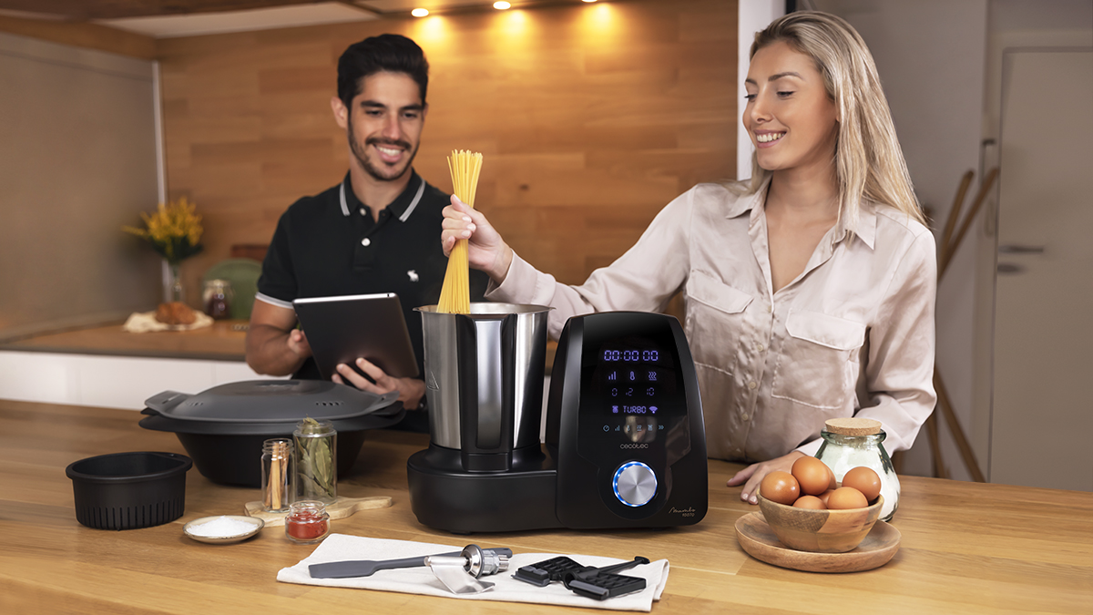 Robot de cocina - Cecotec Mambo 10070, 30 funciones, 10 velocidades, Compatible con App, Negro