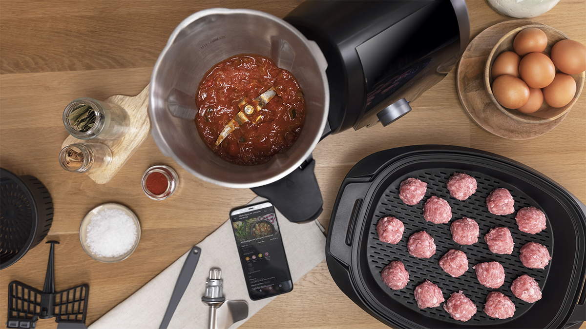 Robot de cocina - Cecotec Mambo 10070, 30 funciones, 10 velocidades, Compatible con App, Negro