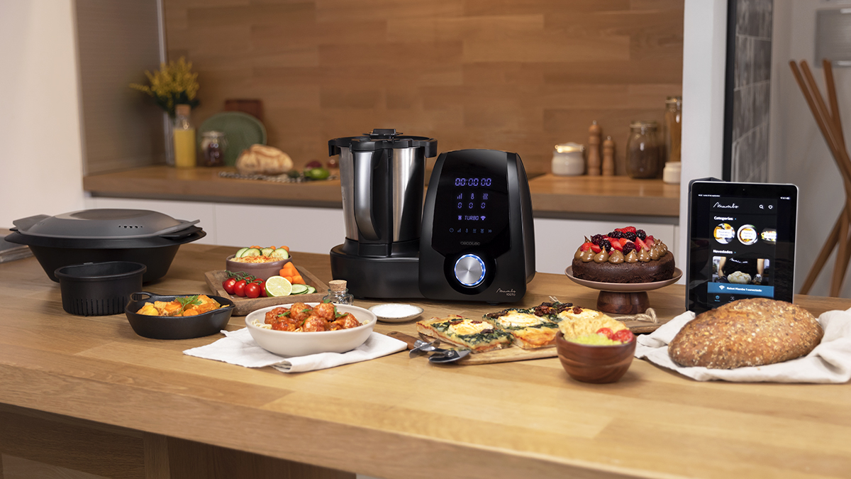 Robot de cocina - Cecotec Mambo 10070, 30 funciones, 10 velocidades, Compatible con App, Negro