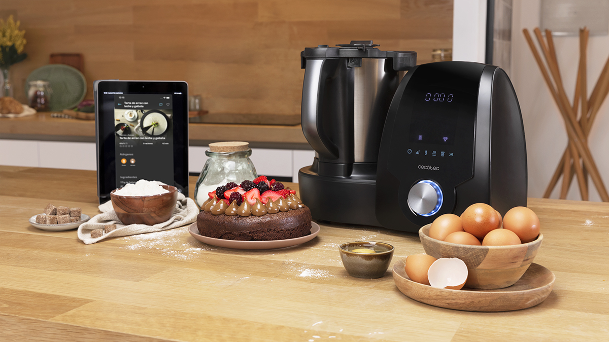Robot de cocina - Cecotec Mambo 10070, 30 funciones, 10 velocidades, Compatible con App, Negro