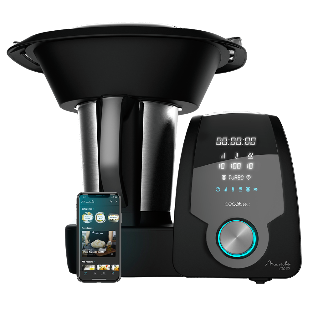 Robot de cocina - Cecotec Mambo 10070, 30 funciones, 10 velocidades, Compatible con App, Negro