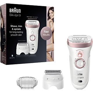 Depiladora - Braun Silk-épil 9-730, Tecnología Micro-Grip, Luz Smartlight, Wet&Dry, 3 en 1