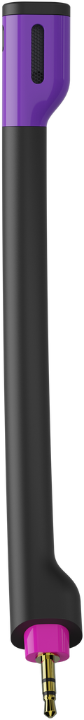 Fekete-lila mikrofon adapter. Lila felső és alsó rész, arany csatlakozó.