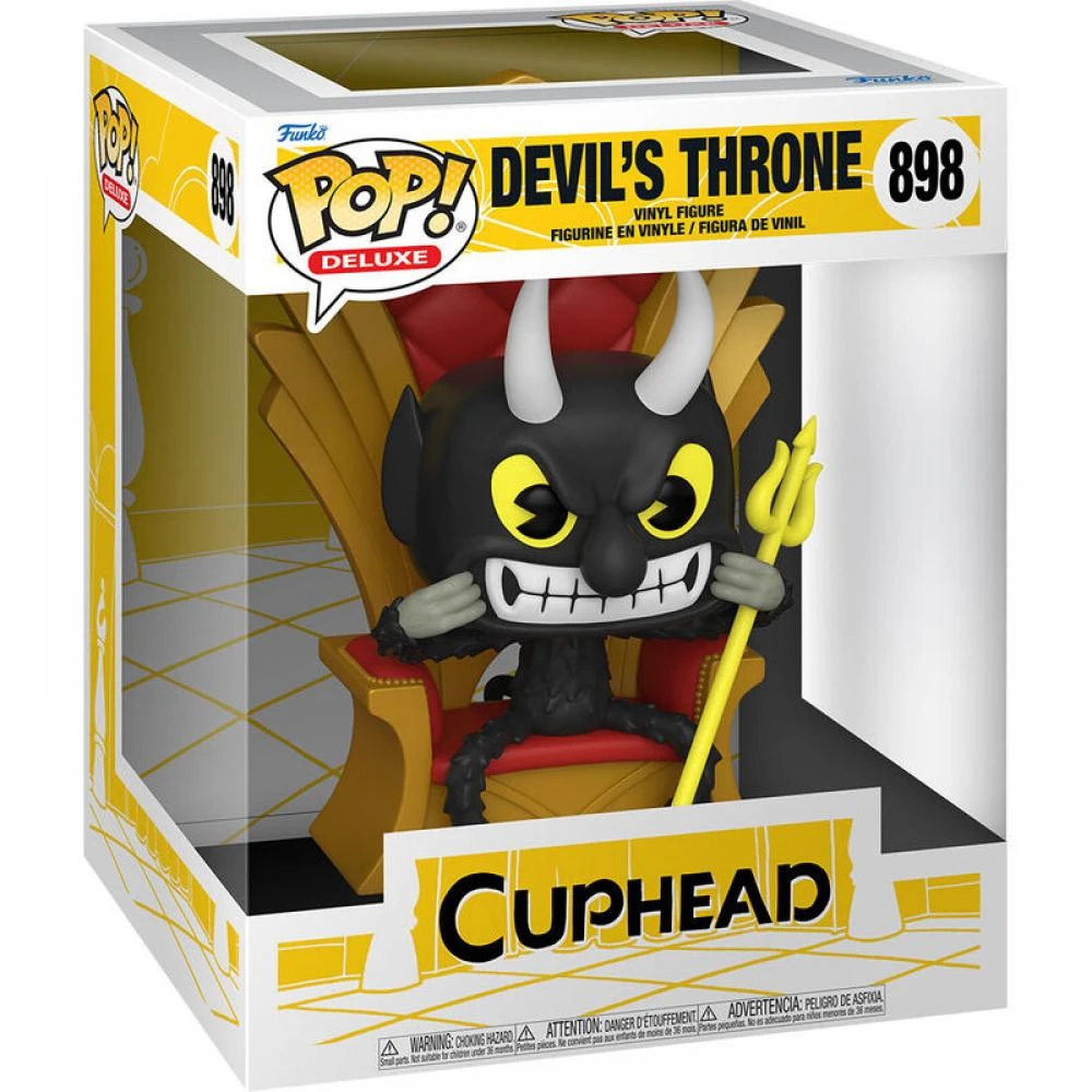 Caja Funko Pop! Deluxe con un personaje diabólico en un trono.