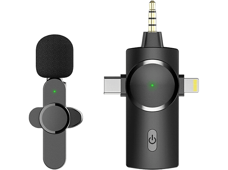 DAYTONA K9-C1 Wireless 3 in 1 Kablosuz Type-c -Lightning – 3,5mm Jak Tekli Yaka Mikrofonu Siyah