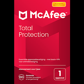 McAfee Total Protection, Antivirus- en internetbeveiligingssoftware, 1 apparaat (Windows/Mac/Android/iOS), eenjarig abonnement