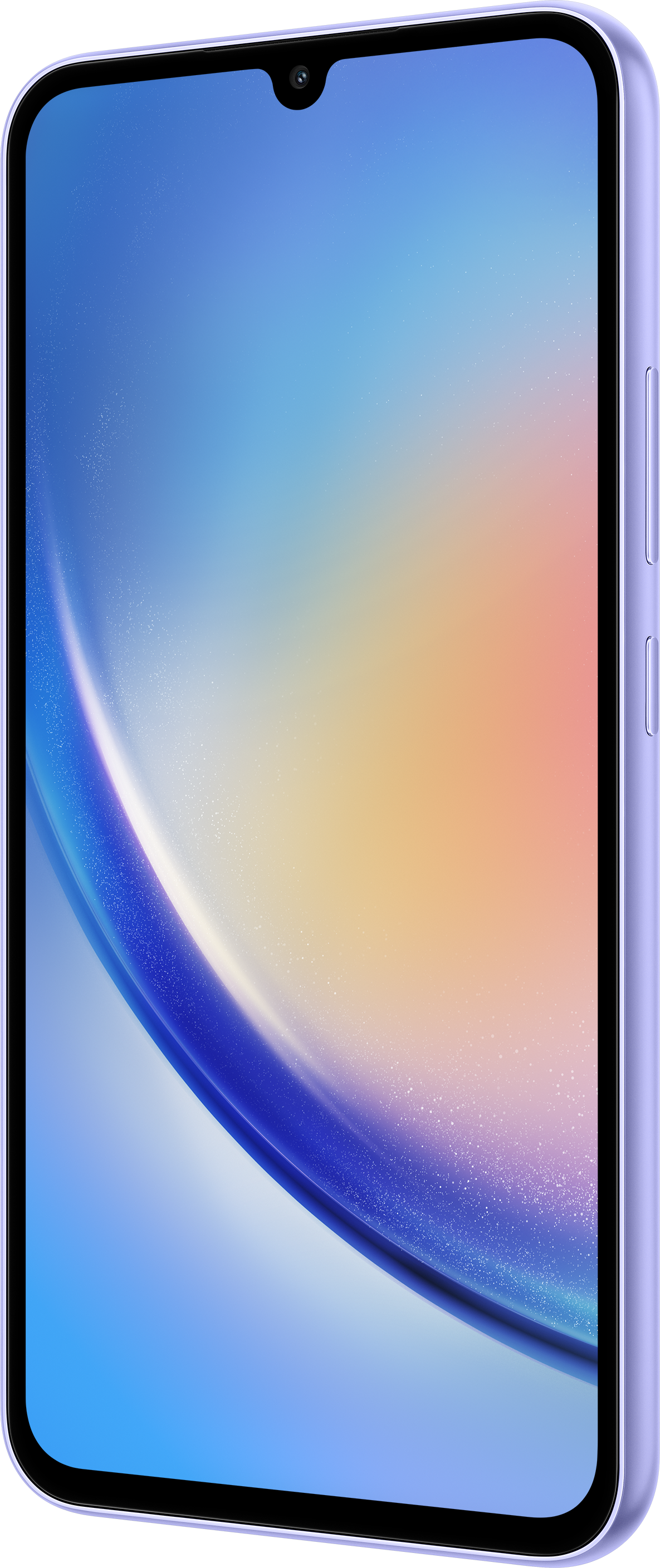 Ein modernes lavendelfarbenes Smartphone.