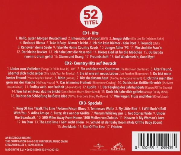 Die Rückseite einer CD-Hülle mit einer Liste von Liedern und Credits.