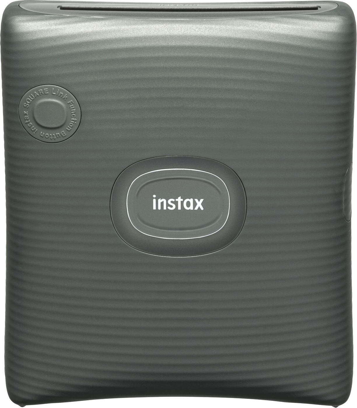 Gri Instax kamera, ön tarafında belirgin bir instax logosuyla.