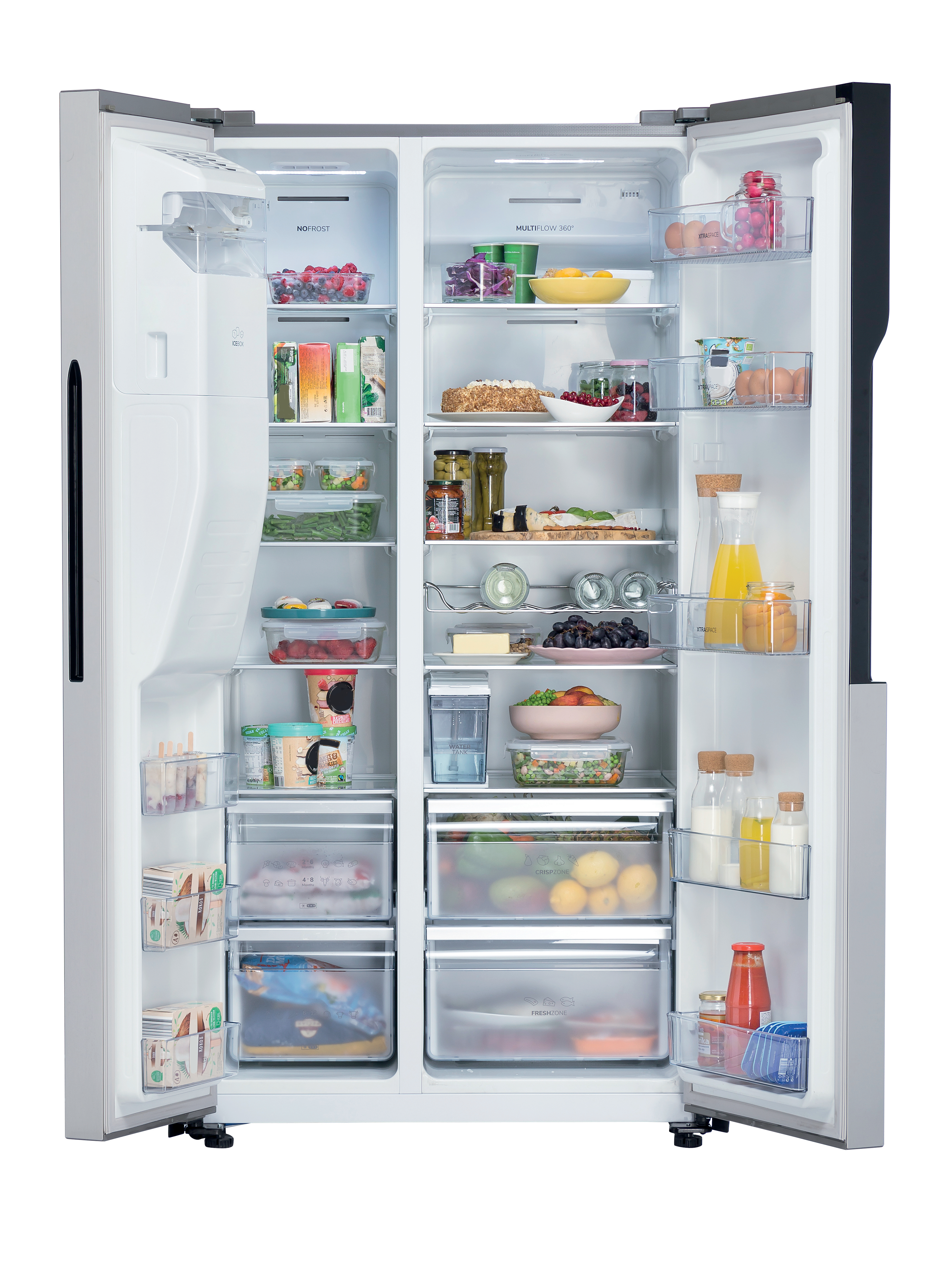 GORENJE NRS9EVX NoFrost Plus Side by Side, Kühl- und Gefrierkombination (562 l, E, 1793 mm hoch, No Frost (verminderte Eisbildung), Grau)