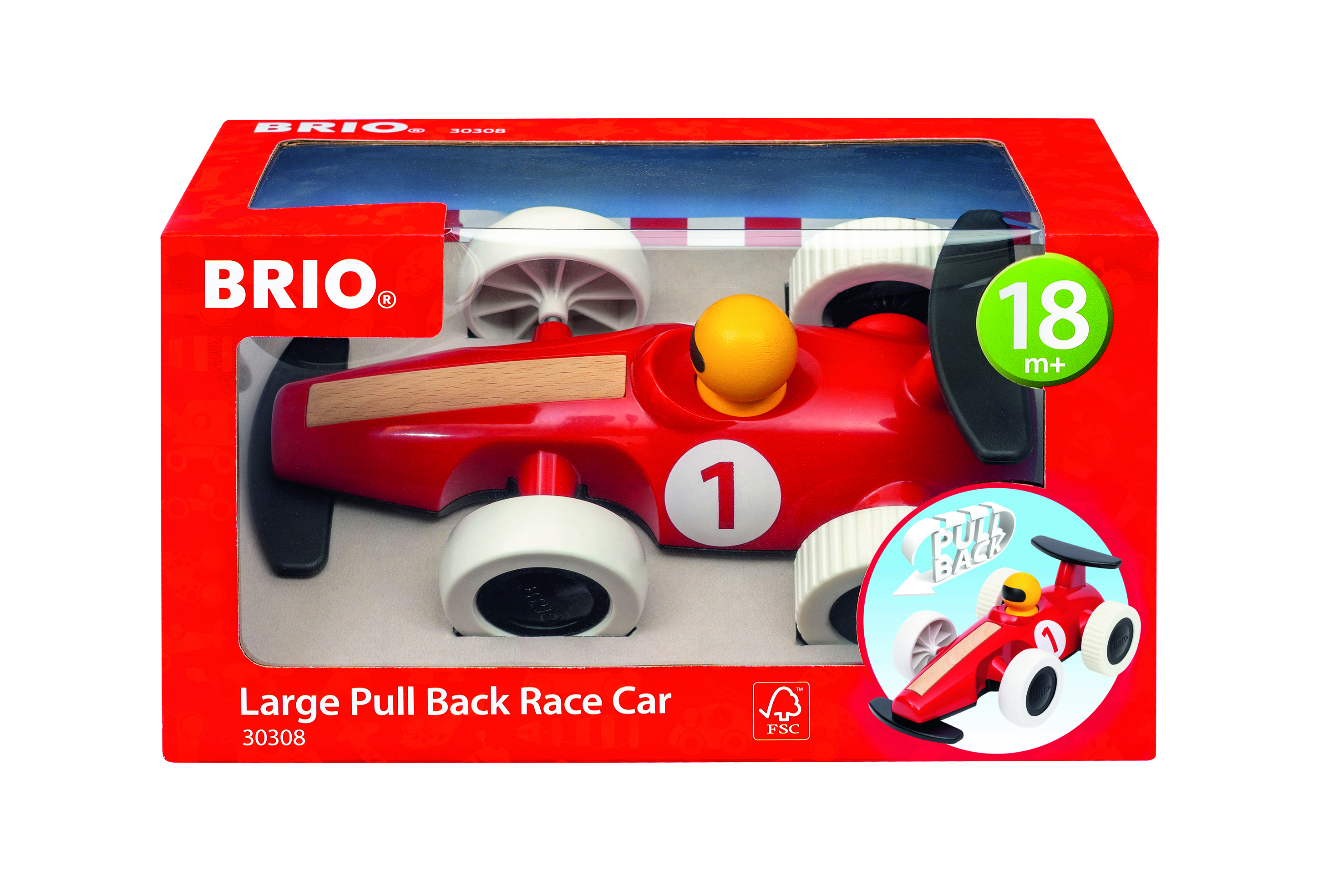 BRIO Großer Mehrfarbig Spielzeugauto Rennwagen mit Rückziehmotor