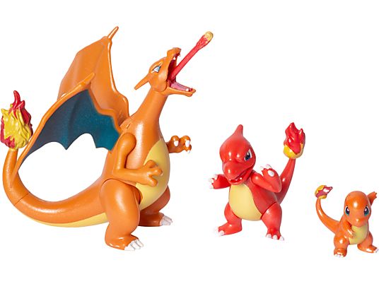 JAZWARES Pokémon Select : Glumanda, Glutexo, Glurak - Evolution Multi-Pack - Figurine de collection (Multicolore)