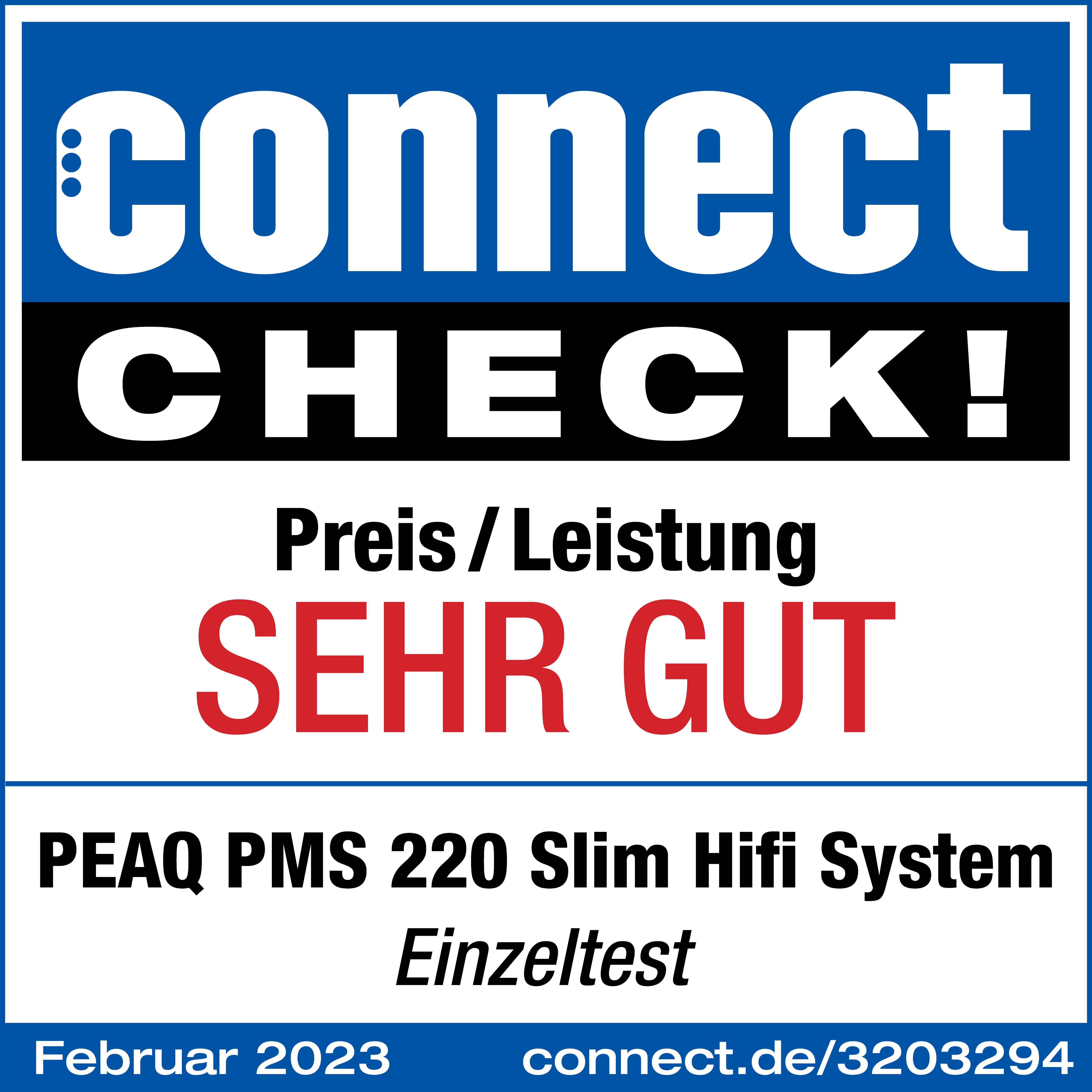 Connect-Abzeichen: PEAQ PMS 220 Slim Hifi System, Bewertung SEHR GUT, Preis/Leistung.