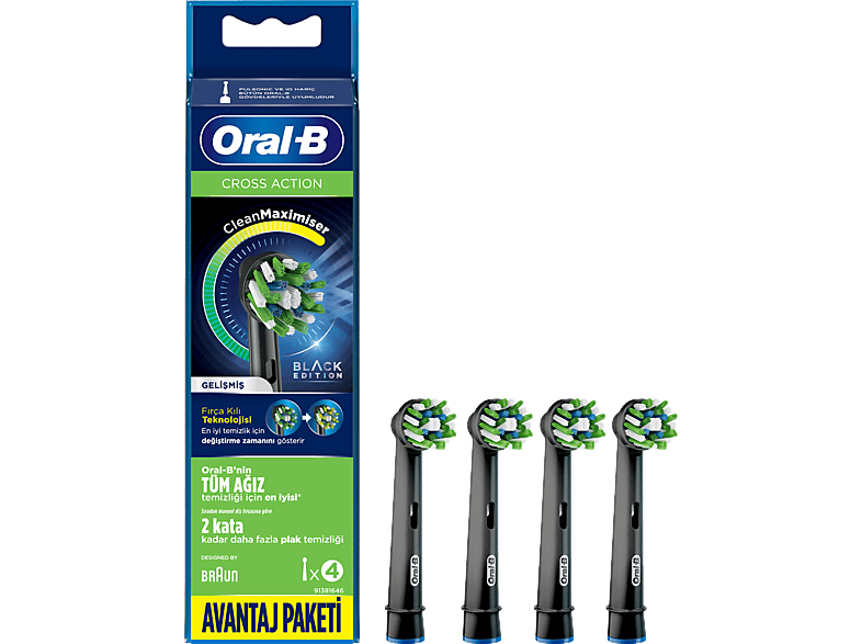 ORAL B EB 50 Cross Action 4'lü Yedek Başlık Siyah