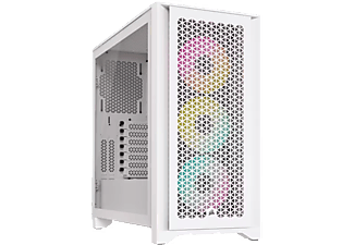 CORSAIR PC Gehäuse iCUE 4000D RGB AIRFLOW, Glasfenster, Midi-Tower, ATX, Weiß
