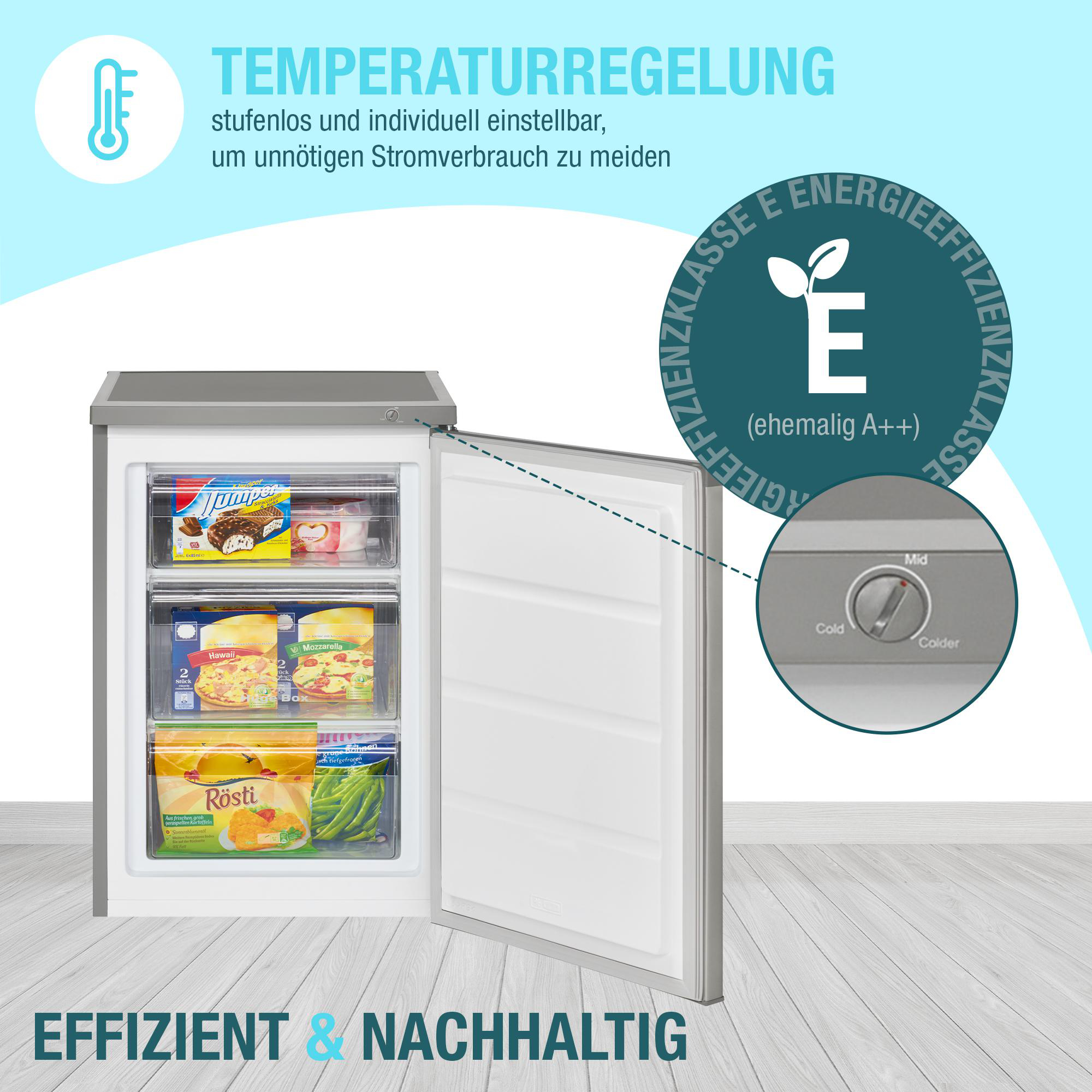 BOMANN GS 2186 Gefrierschrank (E, 85 l, 845 mm hoch, Edelstahl)