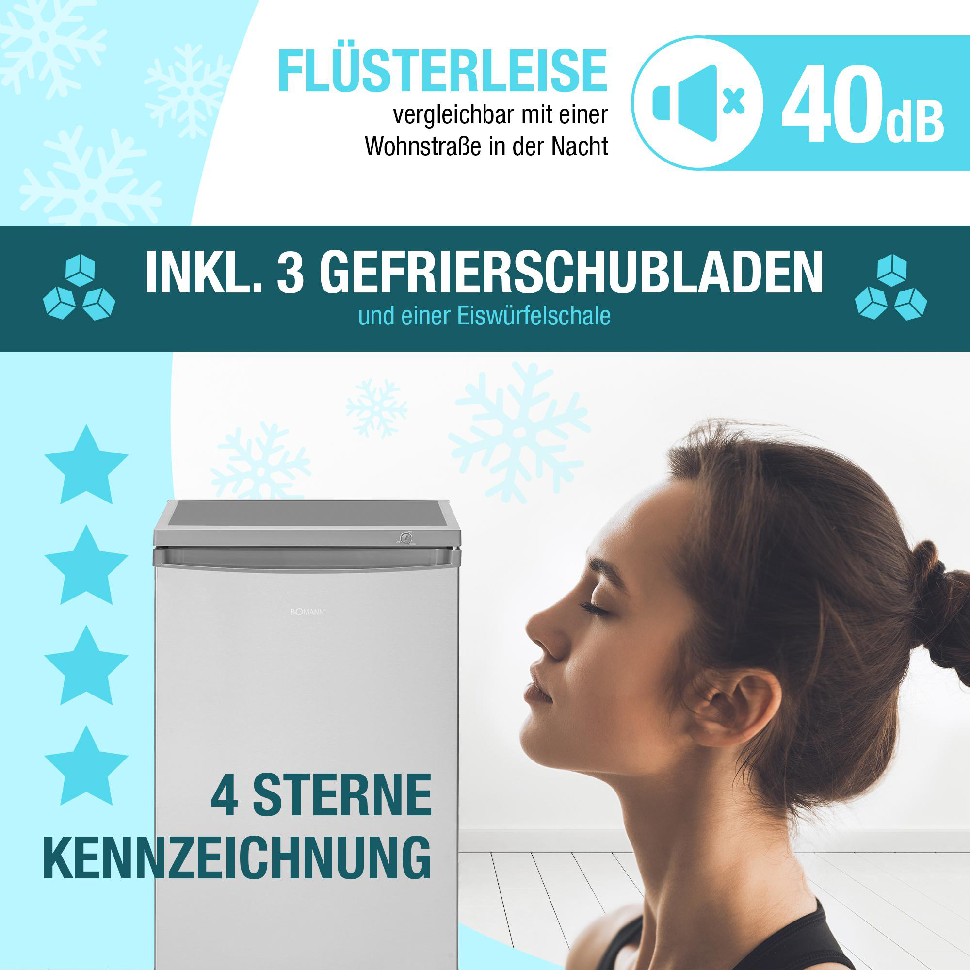 BOMANN GS 2186 Gefrierschrank (E, 85 l, 845 mm hoch, Edelstahl)