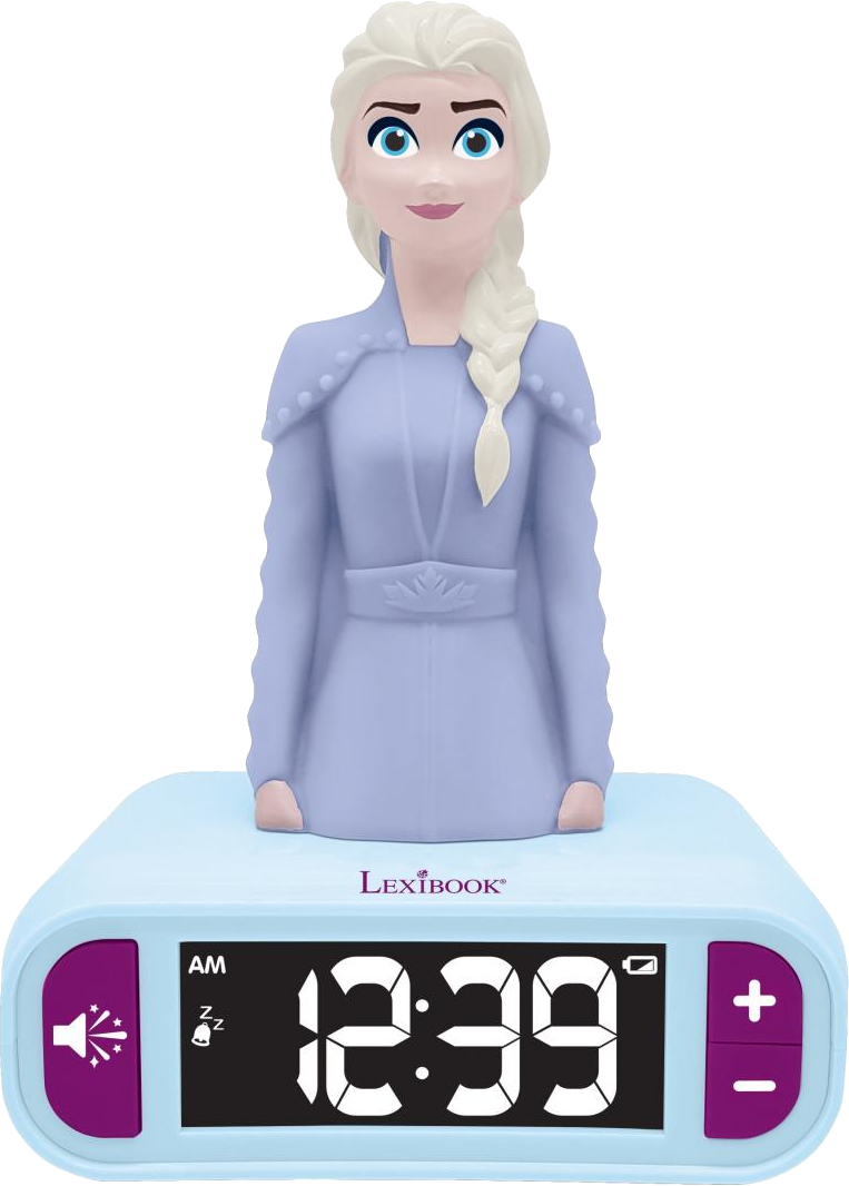 Elsa ébresztőóra digitális kijelzővel, amely az időt mutatja.