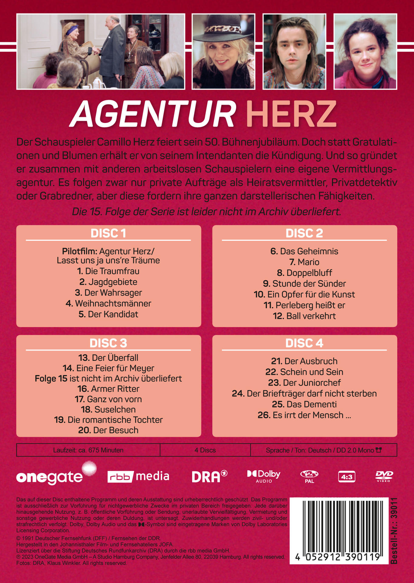 DVD-Hülle mit deutschem Text, mit Schauspielern und Episodenlisten.