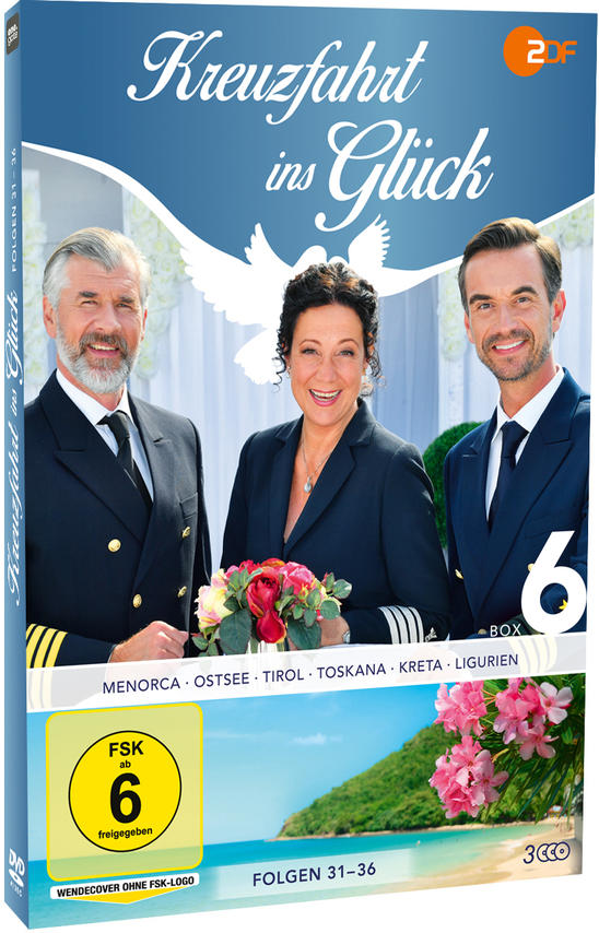 DVD-Box-Set mit drei Personen, Titeltext und einer Strand-Szene-Illustration.