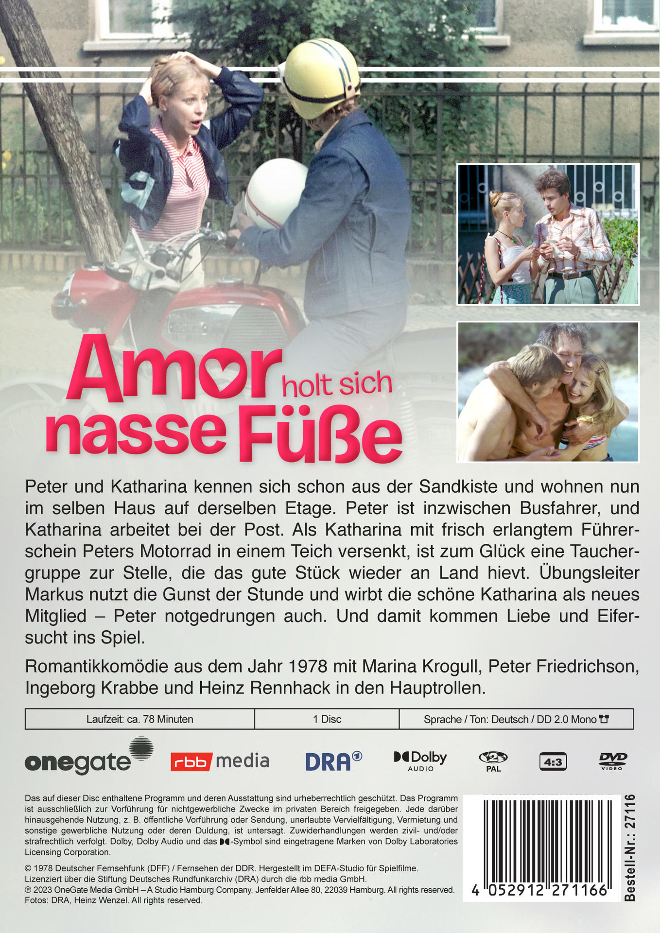 Filmposter mit deutschem Text, einem Paar und einer Filmszene.