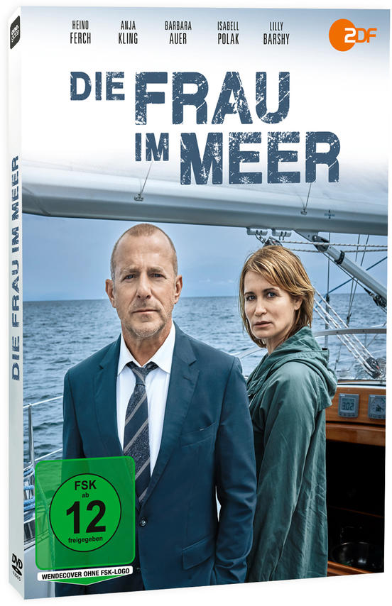 DVD-Hülle mit dem Film 'Die Frau im Meer', zwei Personen auf einem Boot.