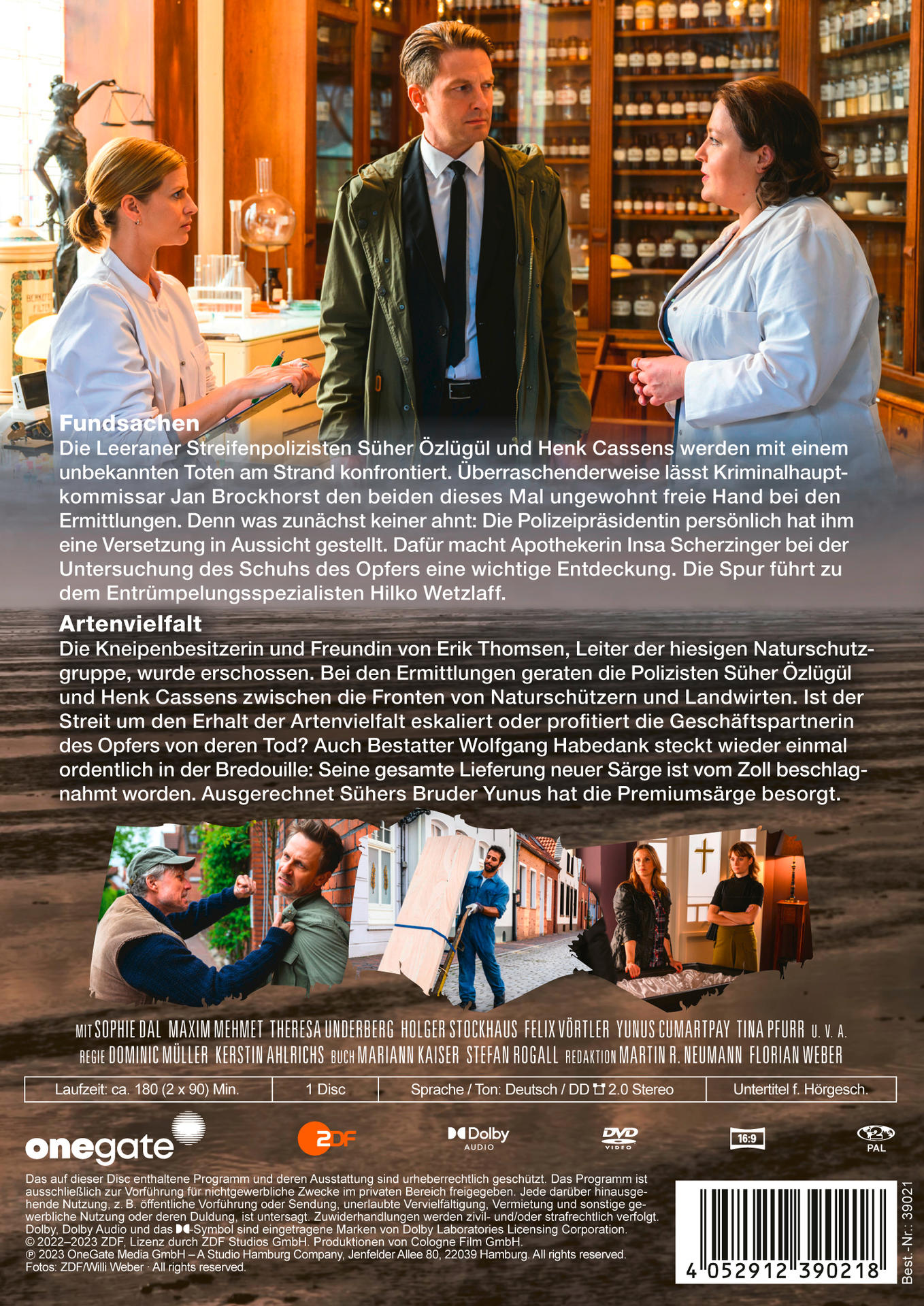 DVD-Cover mit Schauspielern in einer Szene, deutschem Text und Filmdetails. Onegate-Logo sichtbar.
