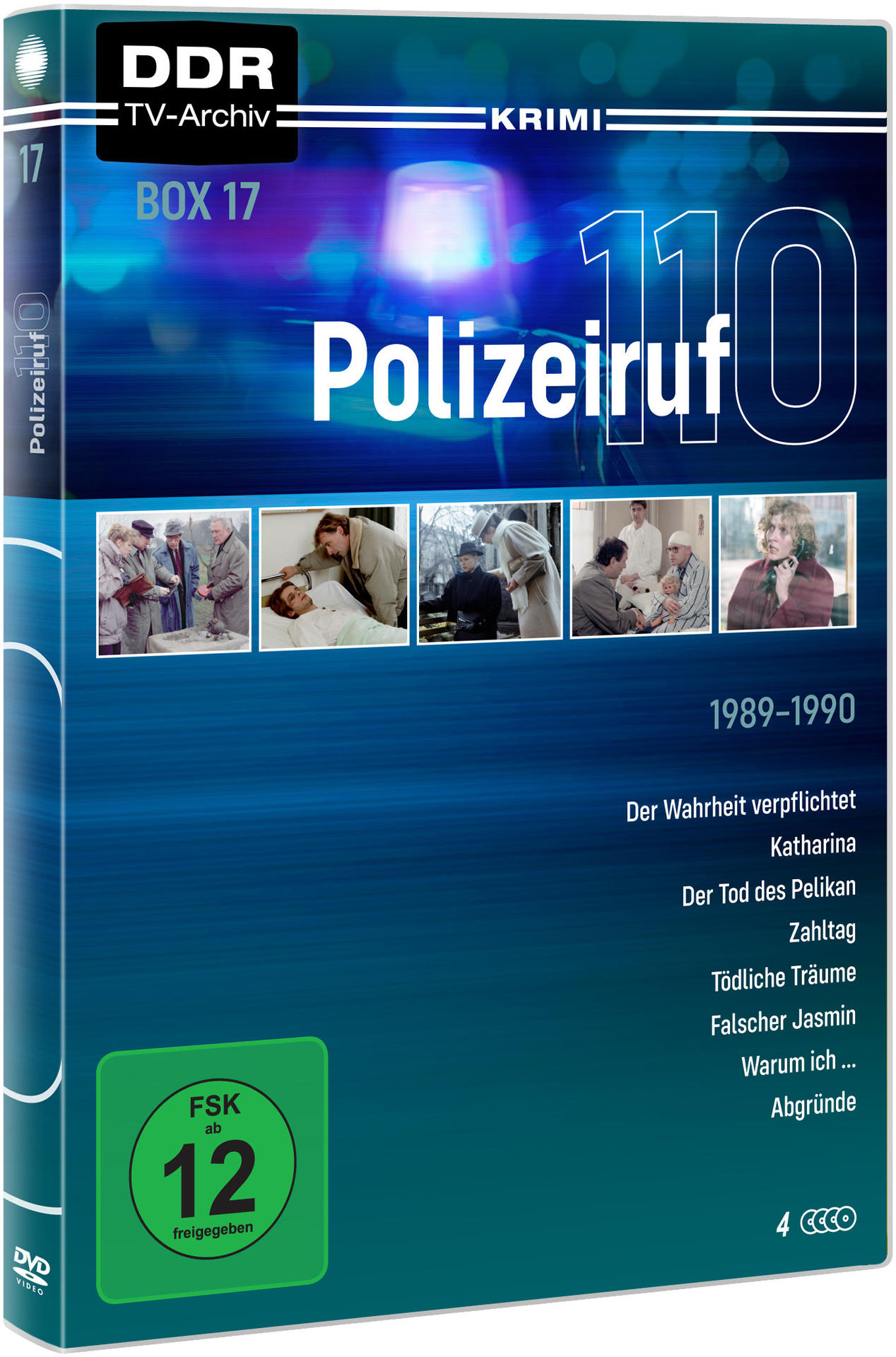 DVD-Box der deutschen Fernsehserie 'Polizeiruf 110'. Die Vorderseite zeigt Bilder aus der Sendung.