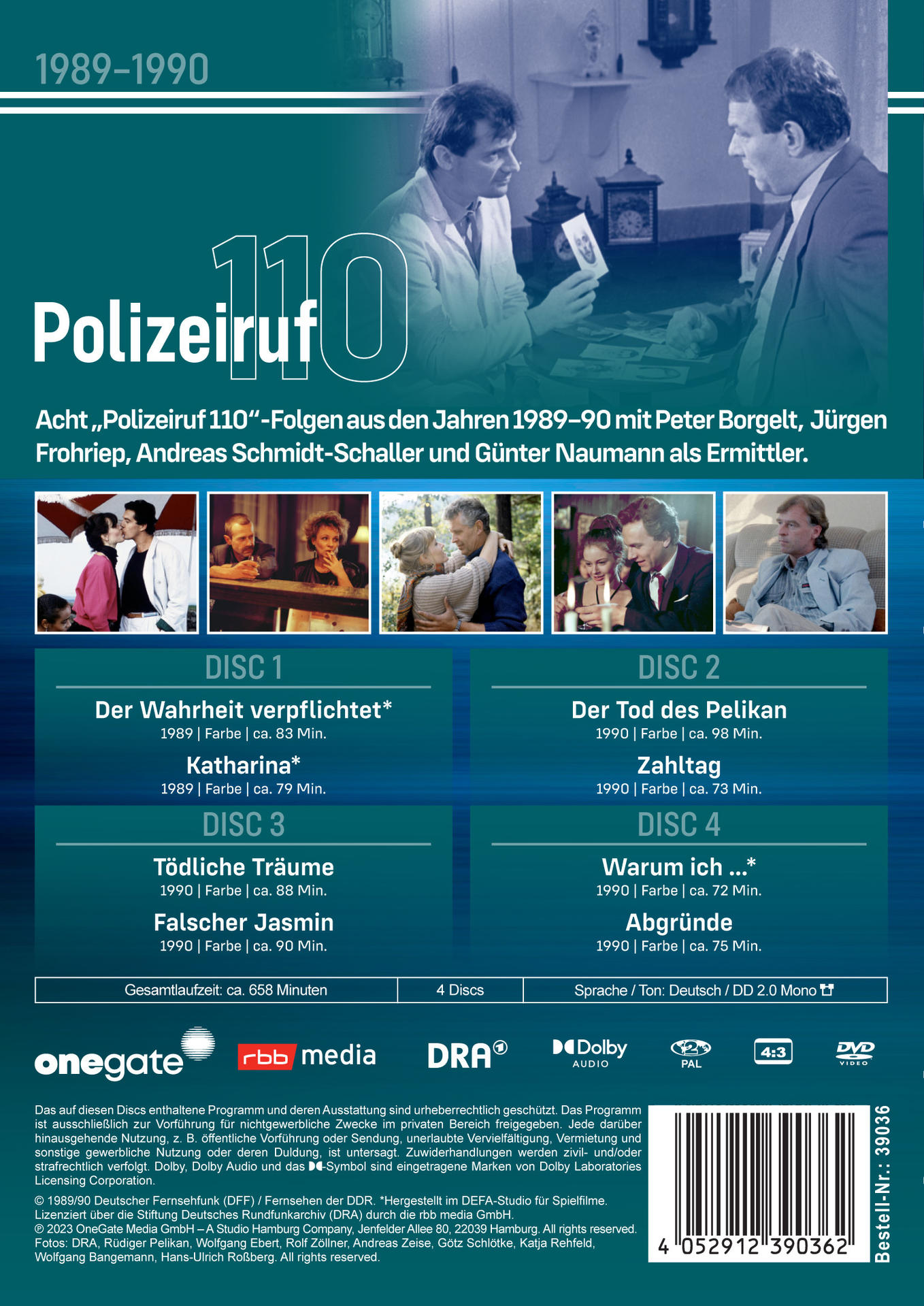 Rückseite einer DVD-Hülle mit Text und Bildern. Text ist auf Deutsch.