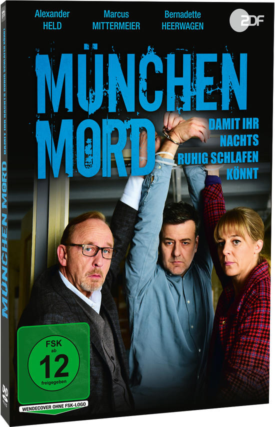 DVD-Cover eines Films. Es zeigt drei Personen, eine in Handschellen, mit einem blauen Titel.