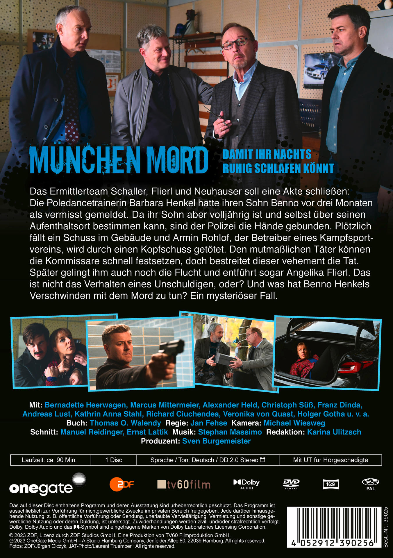 Filmplakat. Eine Gruppe von Männern in Anzügen mit Stadtkulisse. Der Titel lautet 'München Mord'.