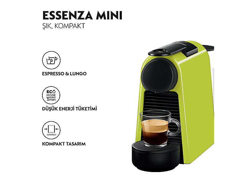 NESPRESSO D35 Essenza Mini Yeşil Kahve Makinesi ve Süt Köpürtücü Aksesuar_1