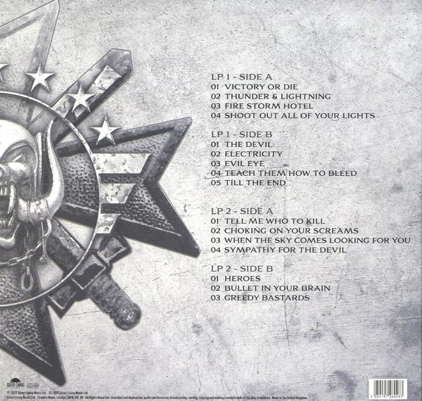 Album borító koponya és csillag emblémával, számlista: Victory or Die, Thunder & Lightning, Fire Storm Hotel, Shoot Out All of Your Lights.