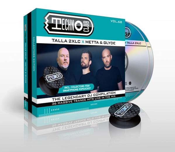 CD-Box-Set mit drei Männern, einer CD und einem Pop-Socket. Die Box ist türkis, die Disc silber.
