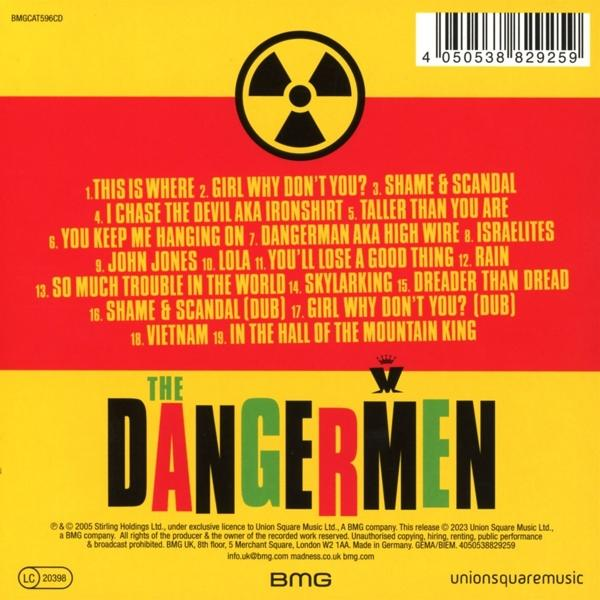 CD-Hülle mit dem Titel The Dangermen und einem Logo. Der Hintergrund ist gelb und rot.