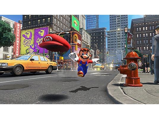 Switch (Rot) + Super Mario Odyssey-Downloadcode + Der Super Mario Bros. Film-Aufkleber - Bundle - Spielekonsole - Schwarz/Rot