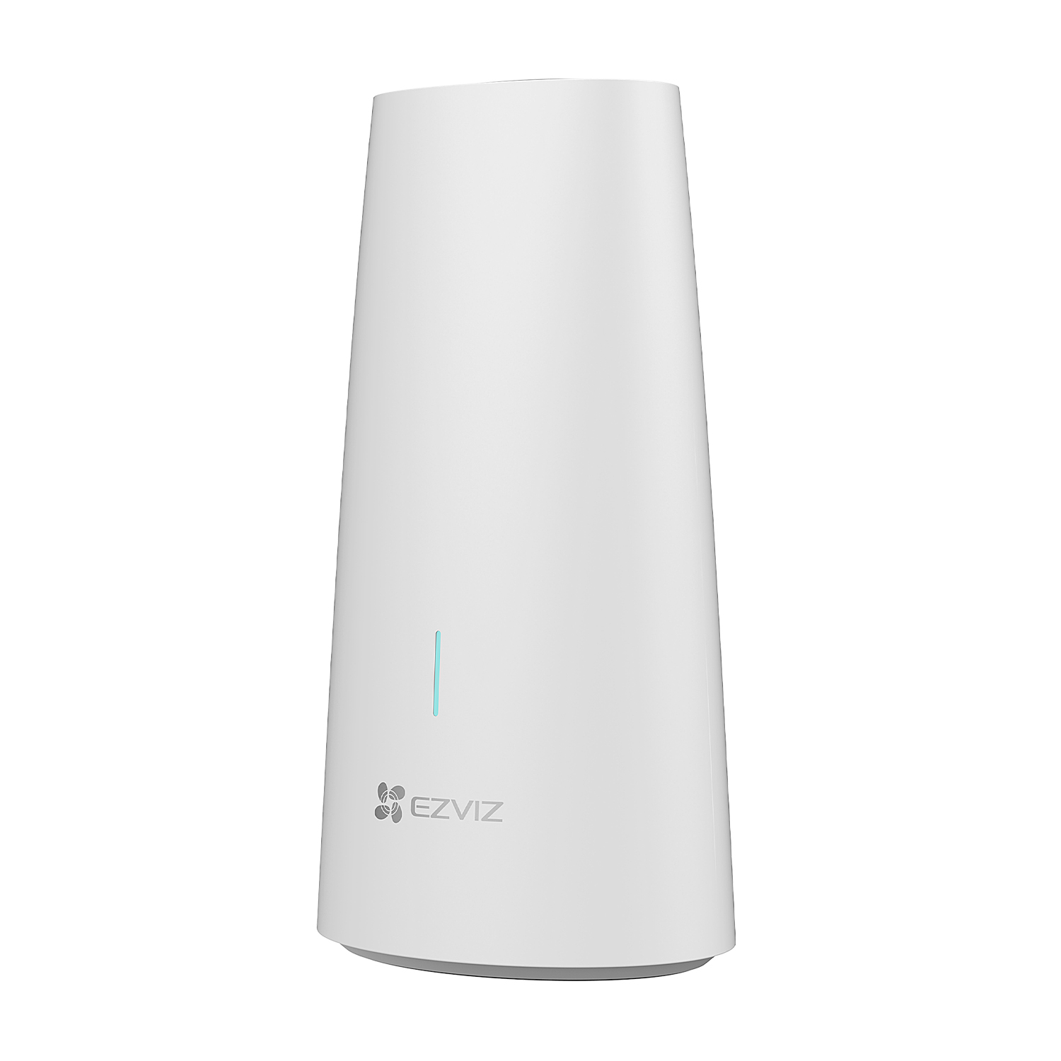Un dispositivo per la casa intelligente bianco con il logo EZVIZ su sfondo bianco.