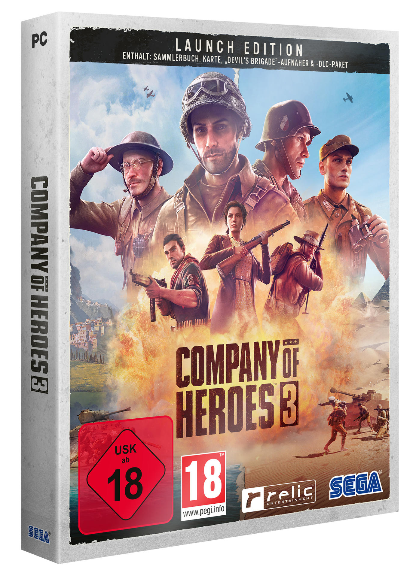 Box-Art für das Videospiel 'Company of Heroes 3' mit Soldaten.