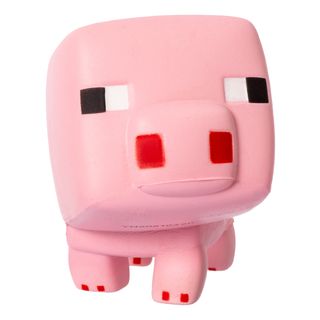 JUST TOYS Minecraft Mega SquishMe - Pig - Personaggi da collezione (Rosa/Rosso/Nero)