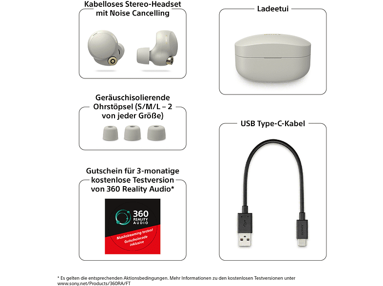 SONY WF-1000XM4S - Auricolari True Wireless (In-ear, Argento)