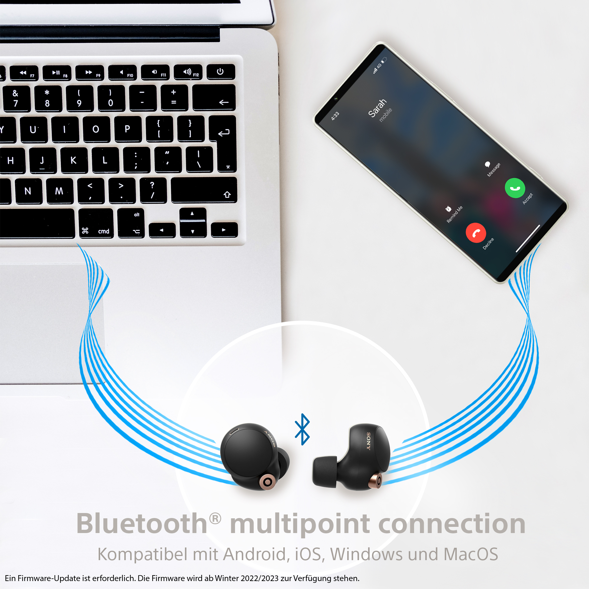 SONY True Wireless Bluetooth In-Ear Kopfhörer WF-1000XM4 mit Geräuschminimierung, schwarz