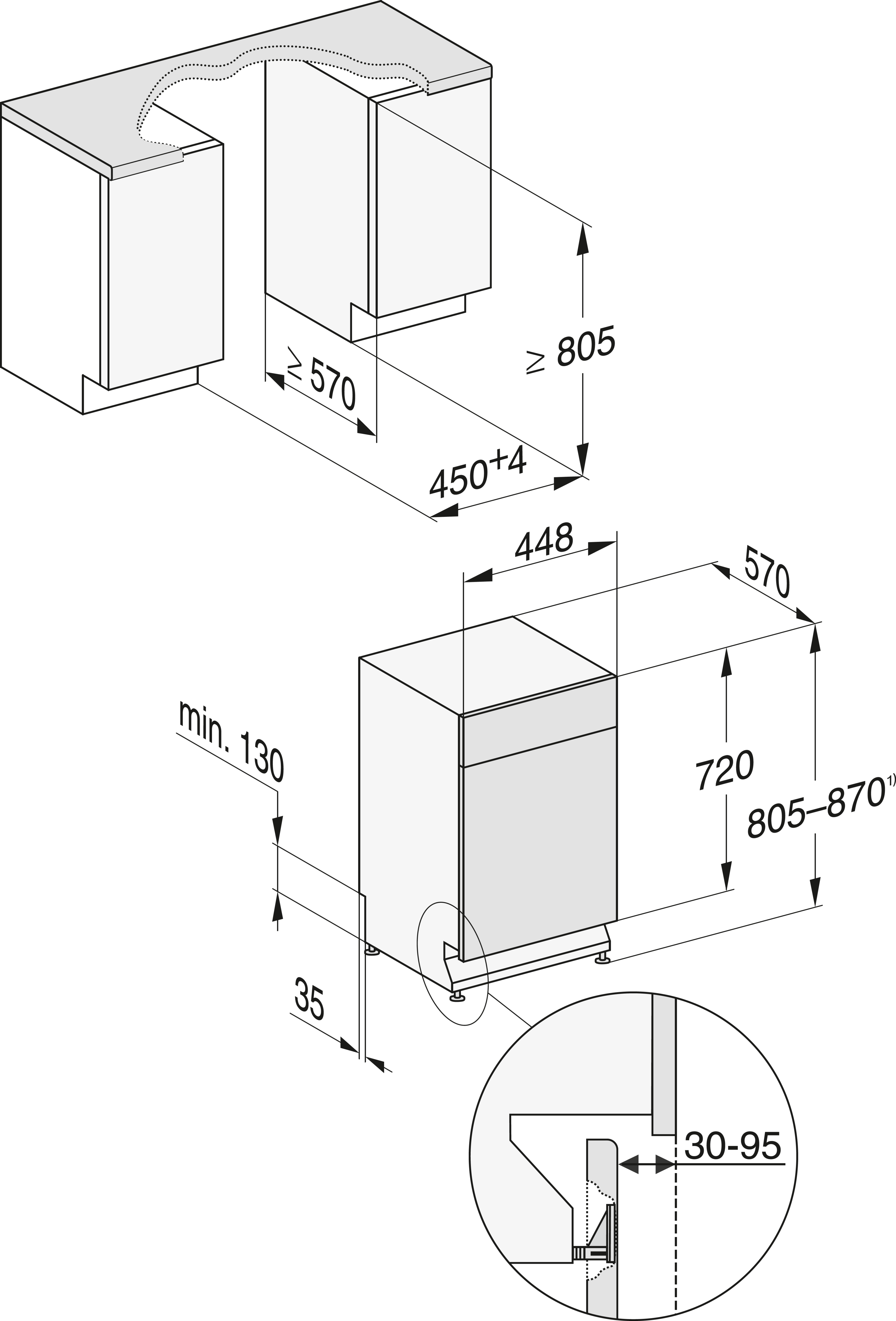 MIELE G 5740 SCi SL (teilintegrierbar, mm breit, 448 Geschirrspüler C) (A), dB 44