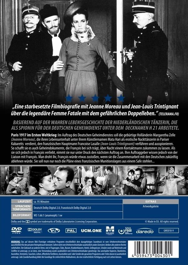 DVD-Cover mit Schauspielern und Text über einen Spion. Schwarz-Weiß-Bild mit französischem Text.